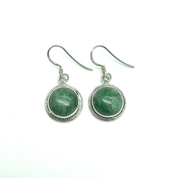 Womens Dangle Earrings Chakra Stone Green Aventurine - Sterling Silver - Picture 4 of 5